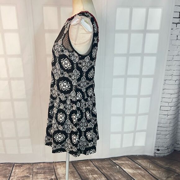 Free People Black White Nights Embroidered Sleeveless Mini Dress Size Small - Picture 9 of 13
